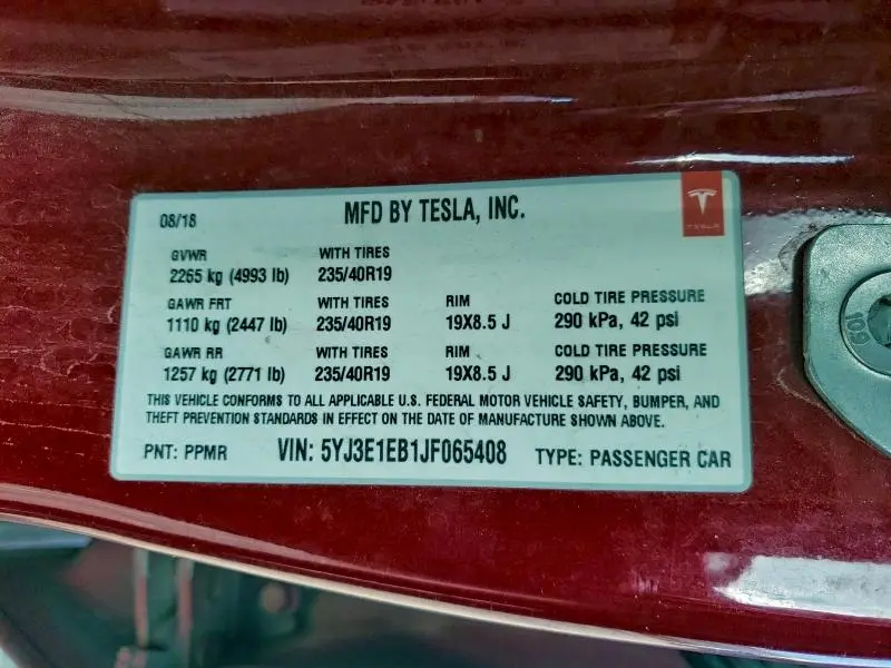 2018 TESLA MODEL 3   