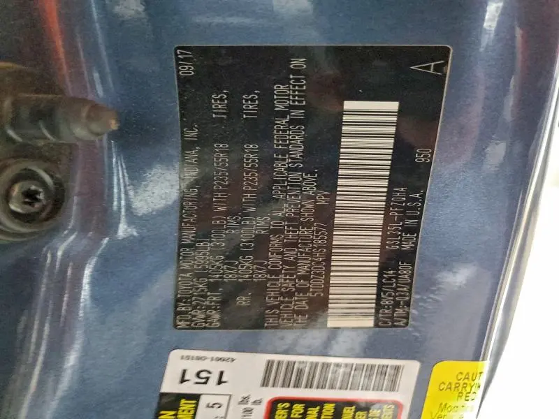 2017 TOYOTA SIENNA XLE  