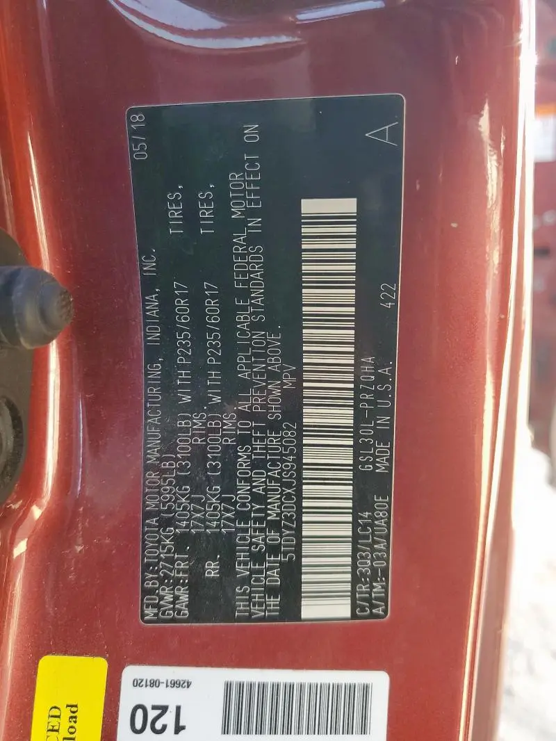 2018 TOYOTA SIENNA XLE  