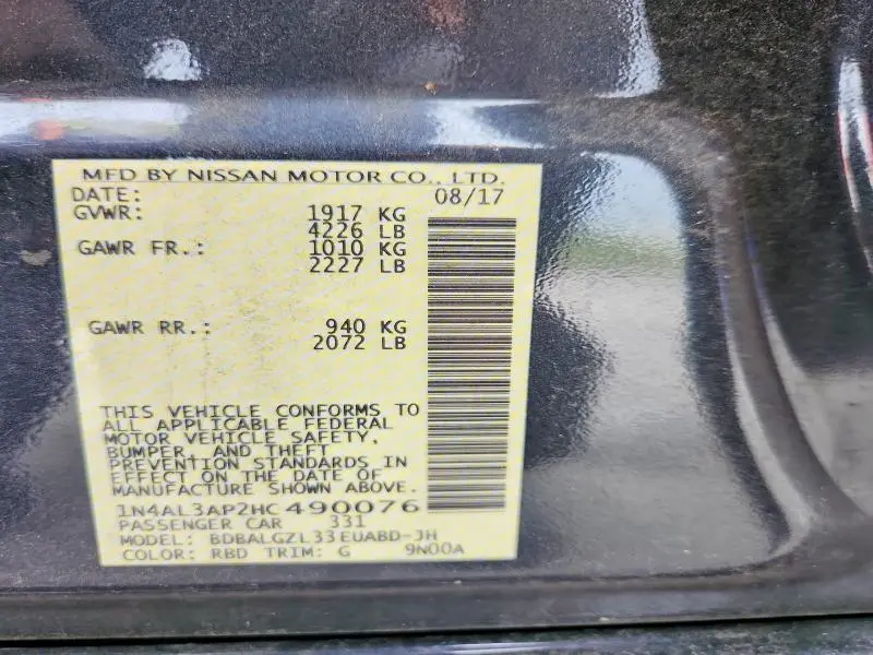 2017 NISSAN ALTIMA 2.5 S  