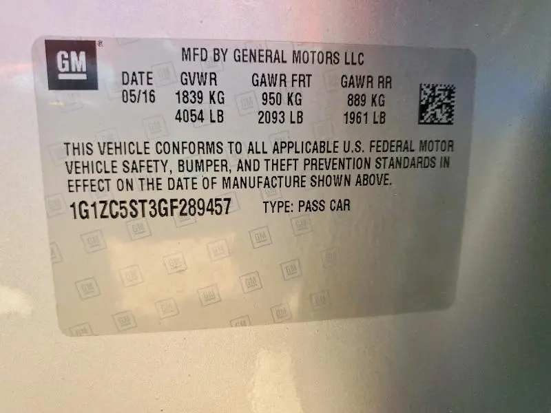 2016 CHEVROLET MALIBU LS  