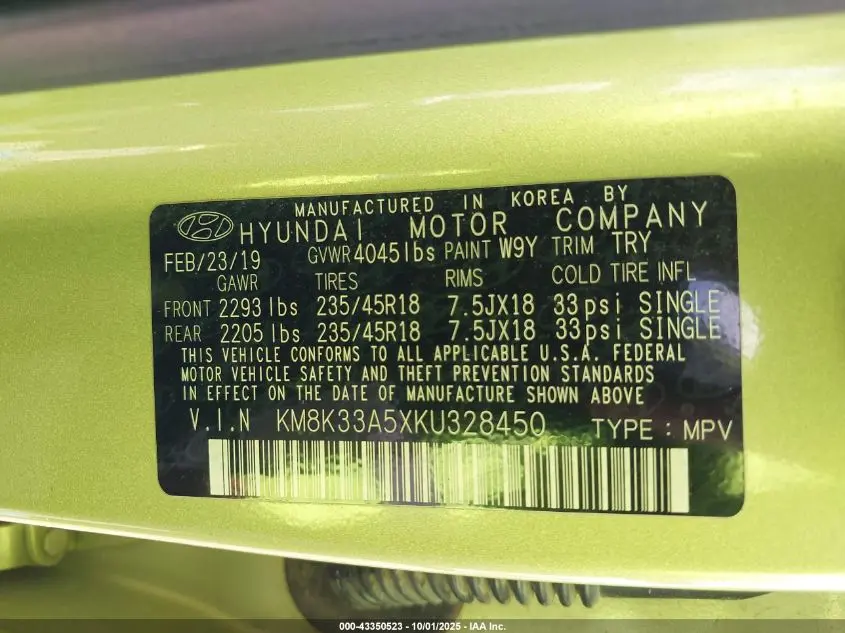 2019 HYUNDAI KONA LIMITED