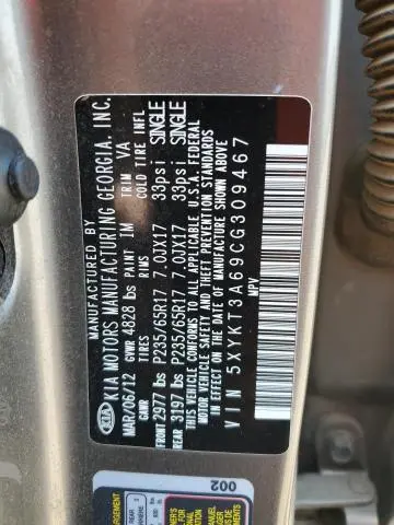 2012 KIA SORENTO BASE  