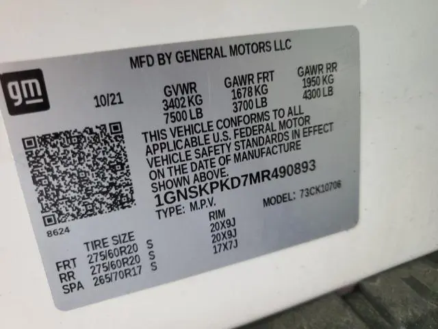 2021 CHEVROLET TAHOE K1500 Z71  