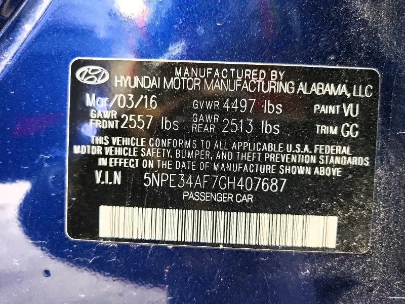 2016 HYUNDAI SONATA LIMITED  