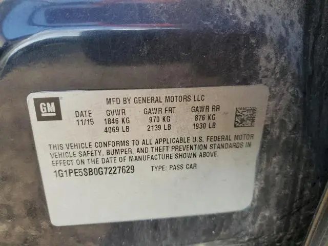 2016 CHEVROLET CRUZE LIMITED LT  