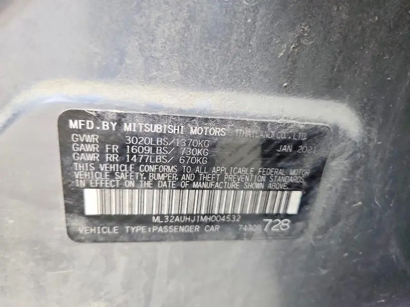 2021 MITSUBISHI MIRAGE ES  
