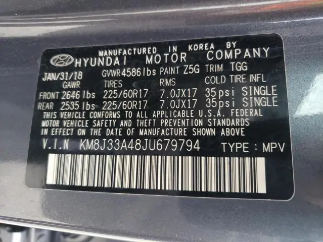 2018 HYUNDAI TUCSON SEL  