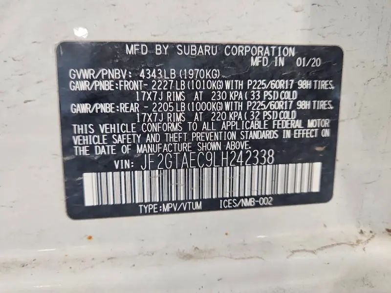 2020 SUBARU CROSSTREK PREMIUM  