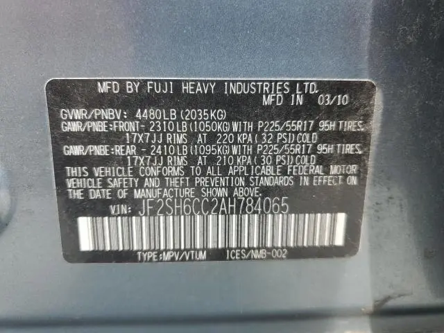 2010 SUBARU FORESTER 2.5X PREMIUM  