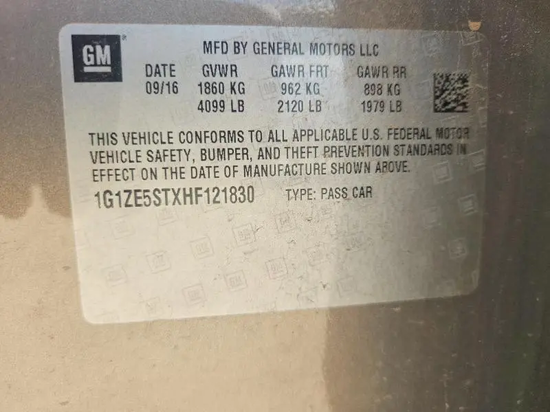 2017 CHEVROLET MALIBU LT  