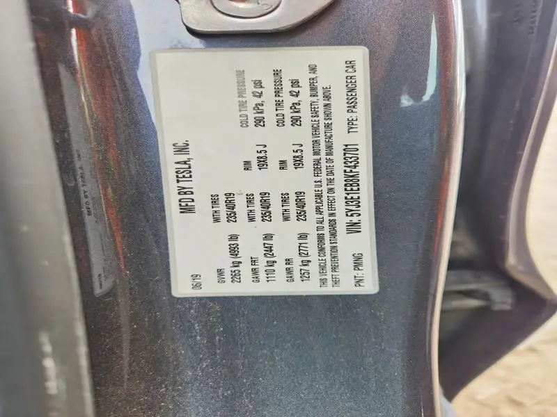 2019 TESLA MODEL 3   
