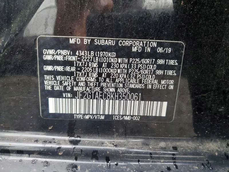 2019 SUBARU CROSSTREK PREMIUM  