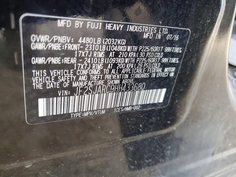 2017 SUBARU FORESTER 2.5I LIMITED  