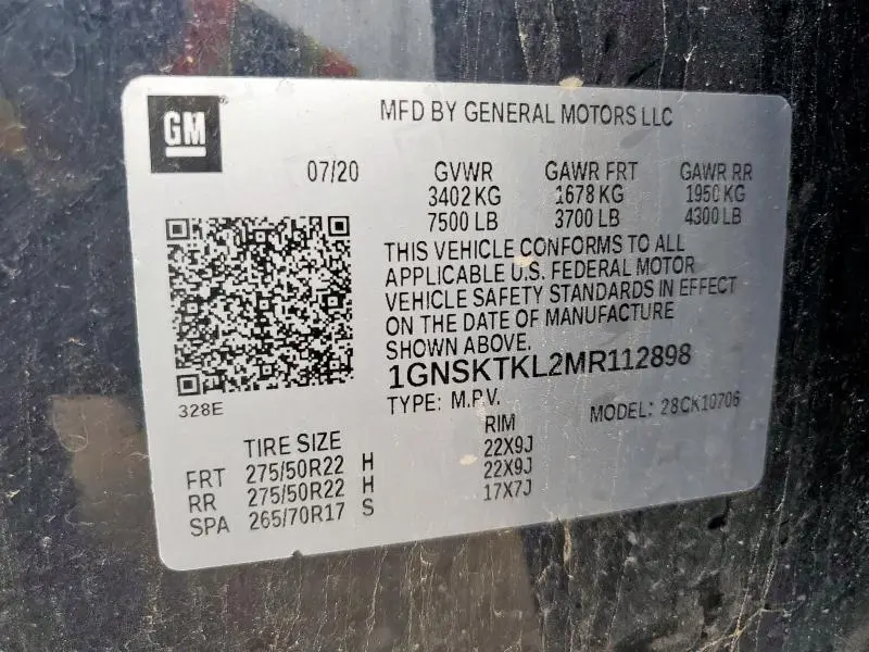 2021 CHEVROLET TAHOE K1500 HIGH COUNTRY  