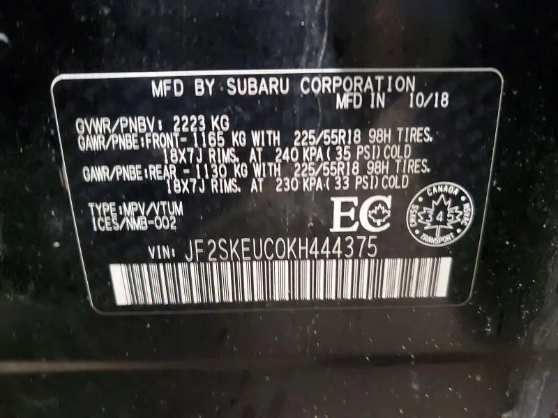 2019 SUBARU FORESTER LIMITED  