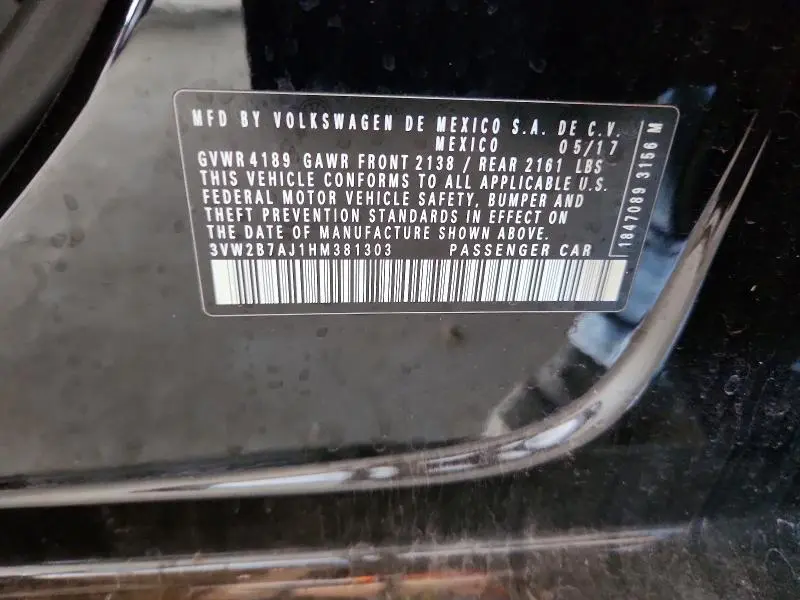 2017 VOLKSWAGEN JETTA S  