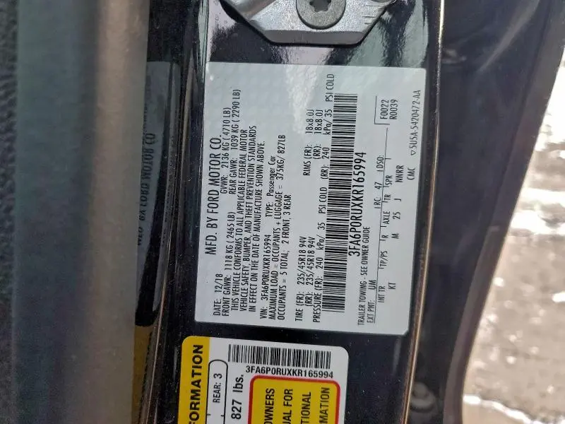 2019 FORD FUSION TITANIUM  