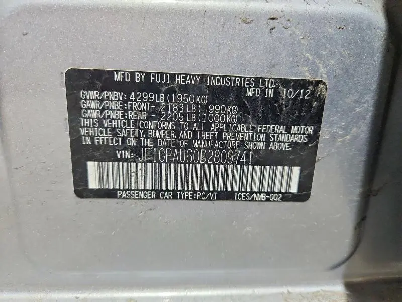 2013 SUBARU IMPREZA SPORT LIMITED  