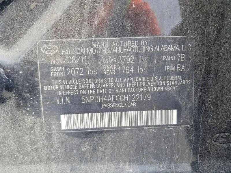 2012 HYUNDAI ELANTRA LIMITED  