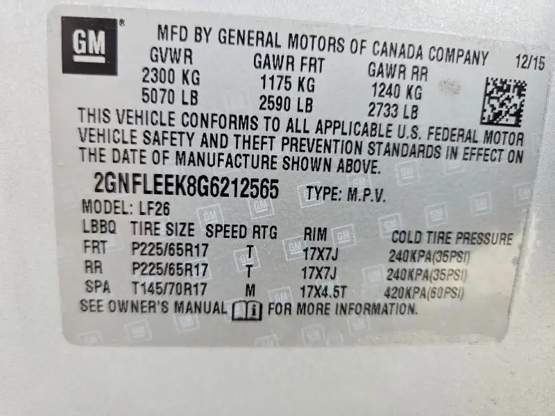 2016 CHEVROLET EQUINOX LS  