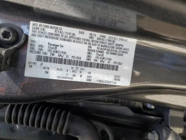 2016 FORD FOCUS S  