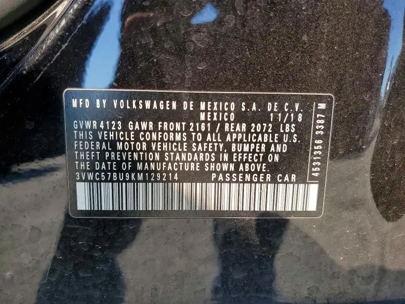 2019 VOLKSWAGEN JETTA S  