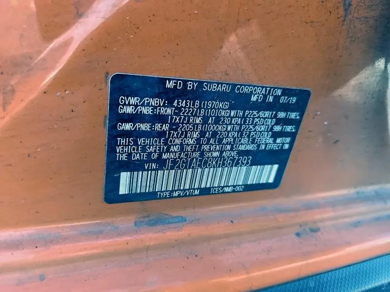 2019 SUBARU CROSSTREK PREMIUM  