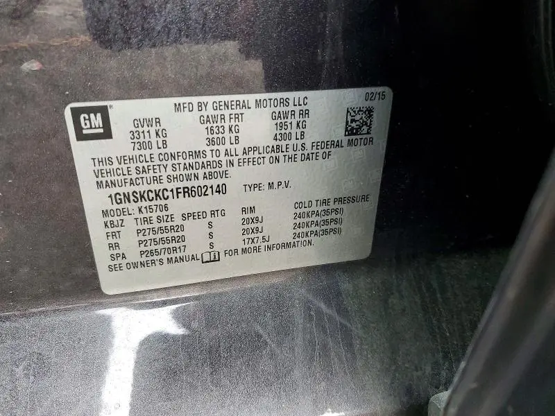 2015 CHEVROLET TAHOE K1500 LTZ  