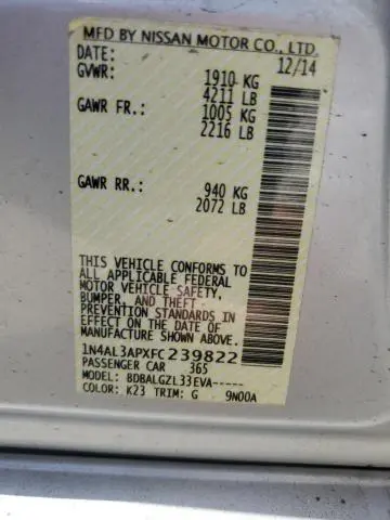 2015 NISSAN ALTIMA 2.5  