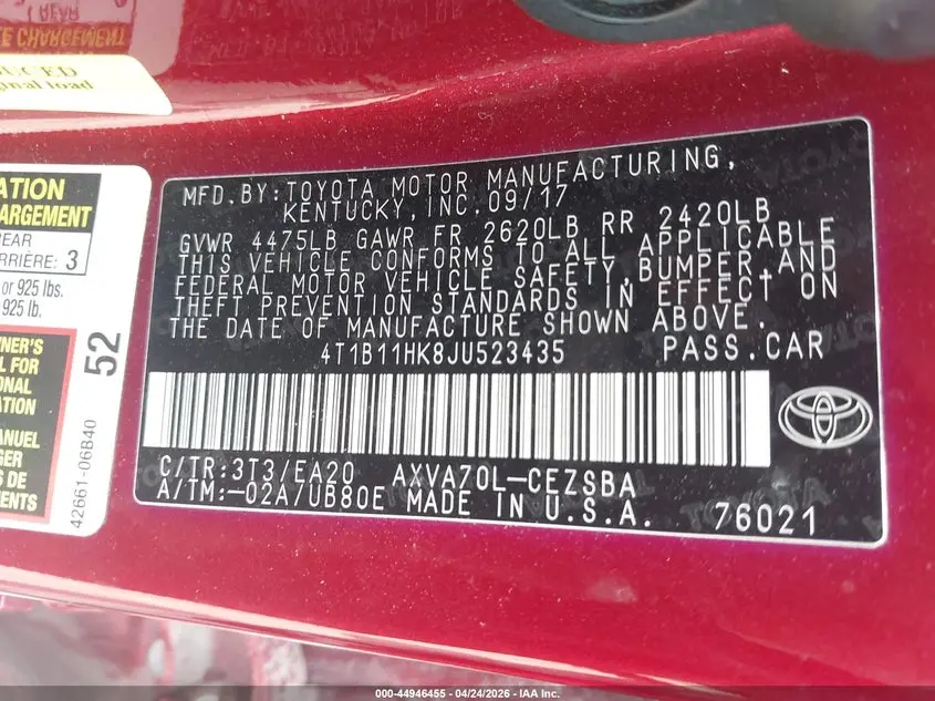 2018 TOYOTA CAMRY SE