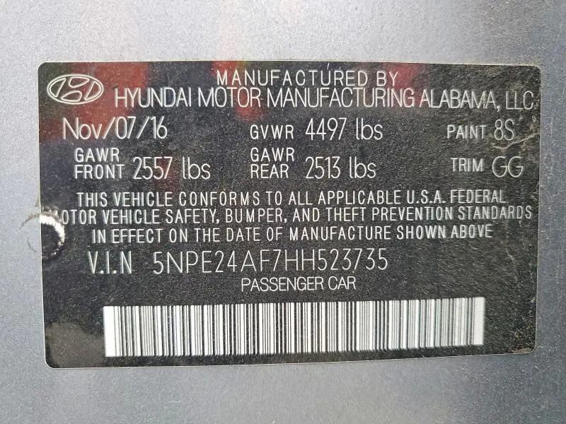 2017 HYUNDAI SONATA SE  