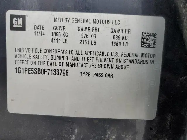 2015 CHEVROLET CRUZE LT