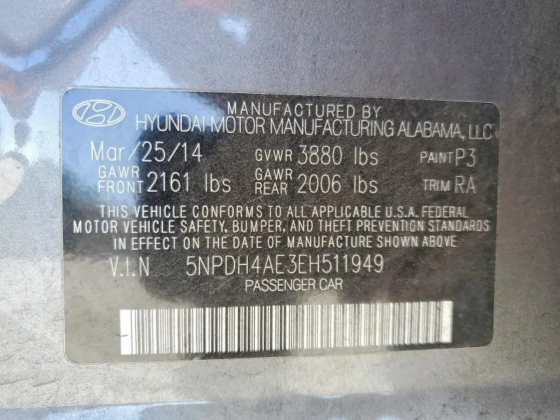 2014 HYUNDAI ELANTRA SE  