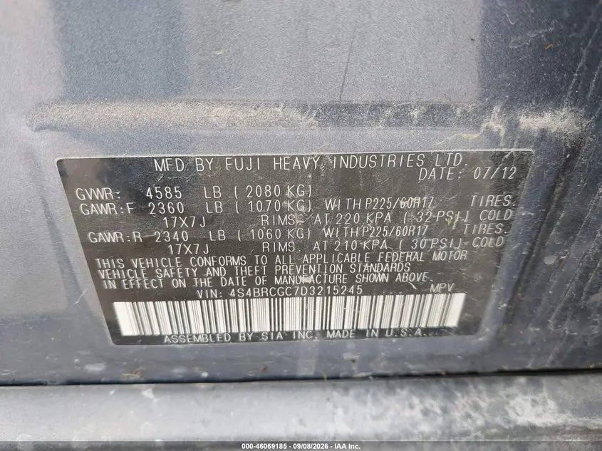 2013 SUBARU OUTBACK 2.5I PREMIUM