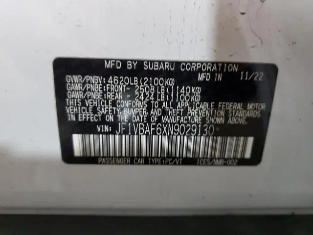 2022 SUBARU WRX PREMIUM  