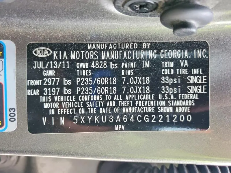 2012 KIA SORENTO EX  