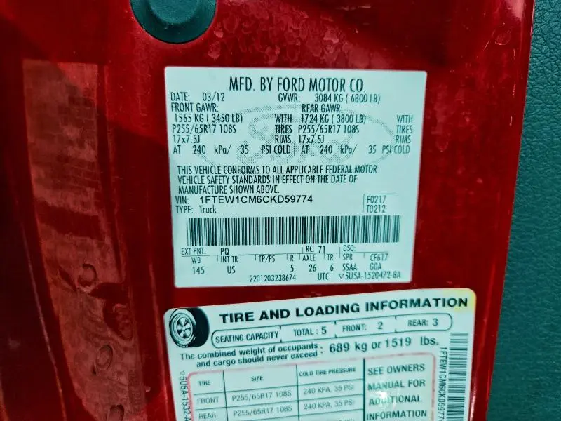 2012 FORD F150 SUPERCREW  