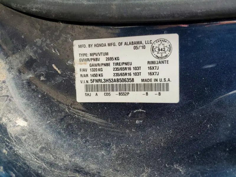 2010 HONDA ODYSSEY EX  