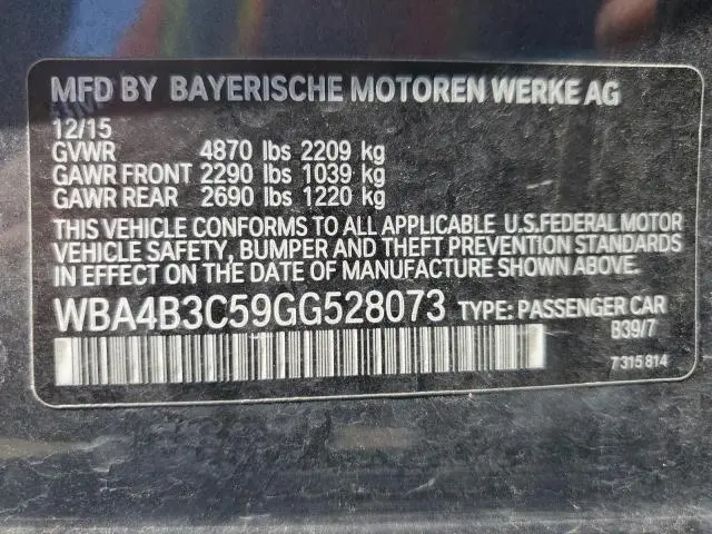 2016 BMW 435 XI GRAN COUPE  