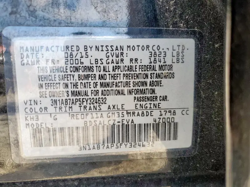 2015 NISSAN SENTRA S  