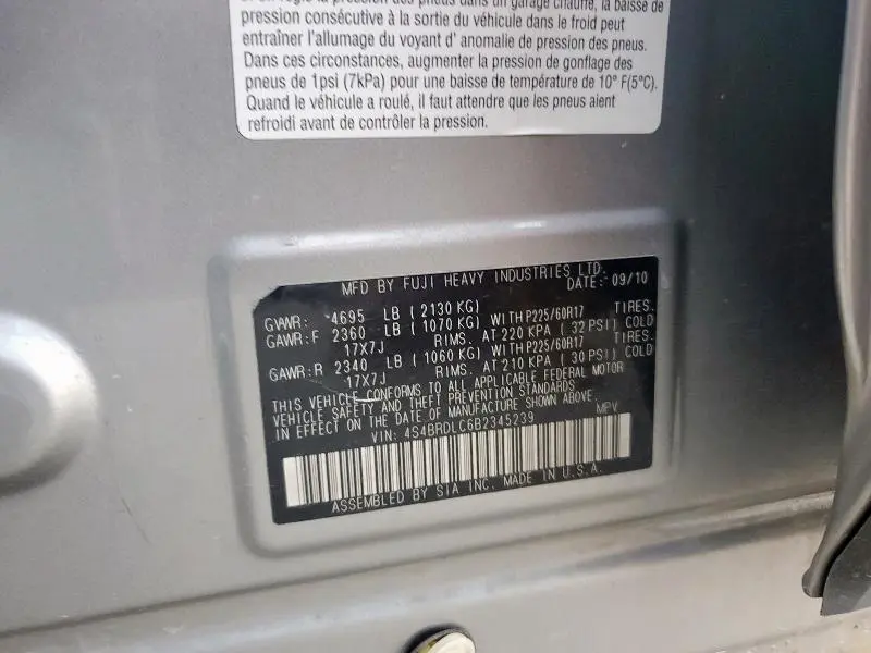 2011 SUBARU OUTBACK 3.6R LIMITED  