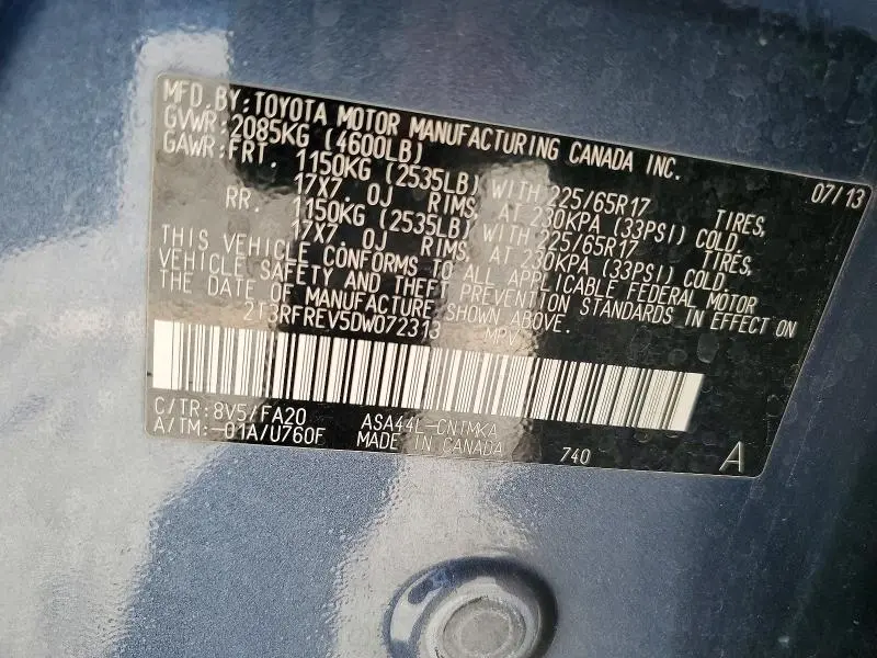 2013 TOYOTA RAV4 XLE  