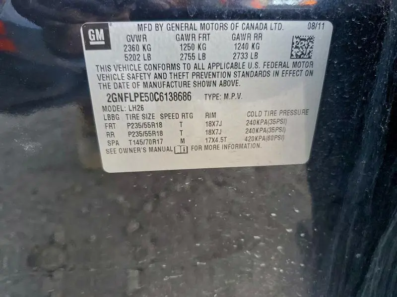 2012 CHEVROLET EQUINOX LT  