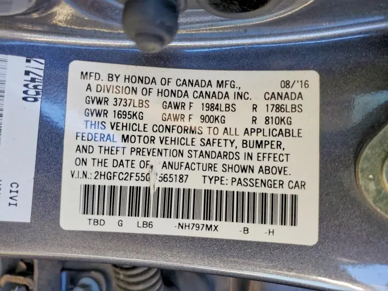 2016 HONDA CIVIC LX  