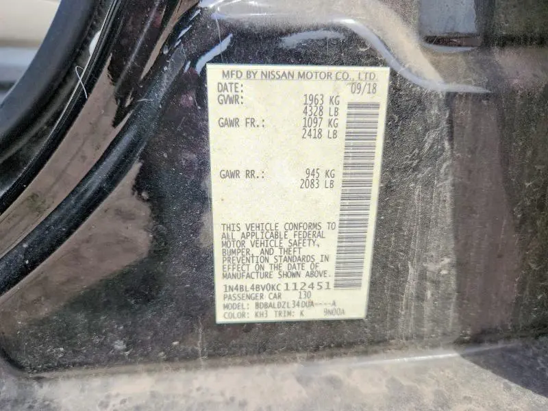 2019 NISSAN ALTIMA 2.5 S  