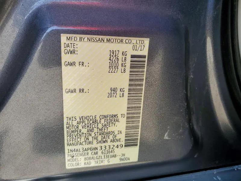 2017 NISSAN ALTIMA 2.5 S  