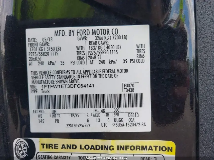 2013 FORD F-150 PLATINUM