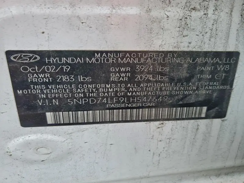 2020 HYUNDAI ELANTRA SE  