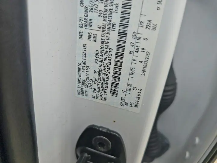 2021 FORD F150 SUPERCREW  